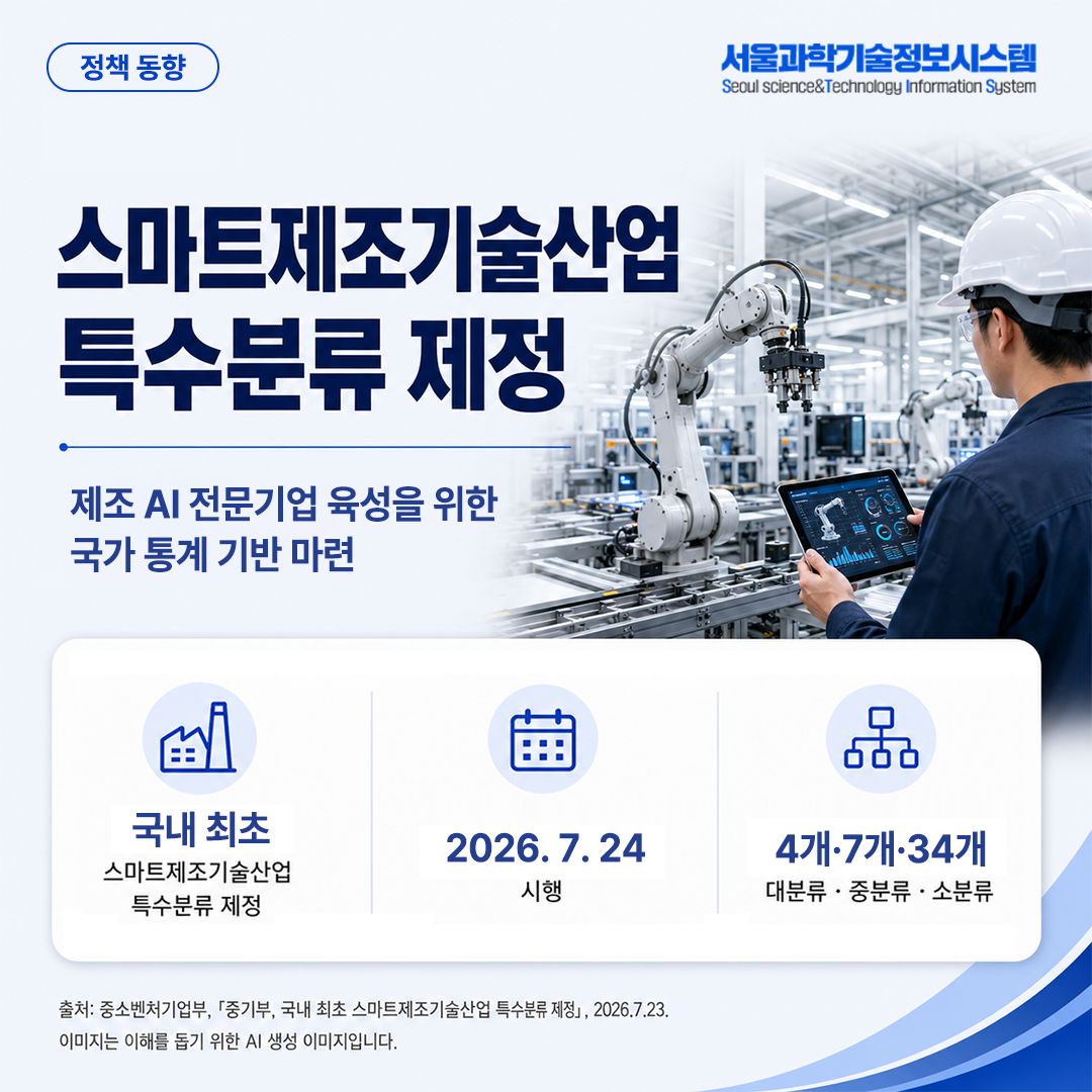 중기부, 국내 최초 스마트제조기술산업 특수분류 제정 썸네일