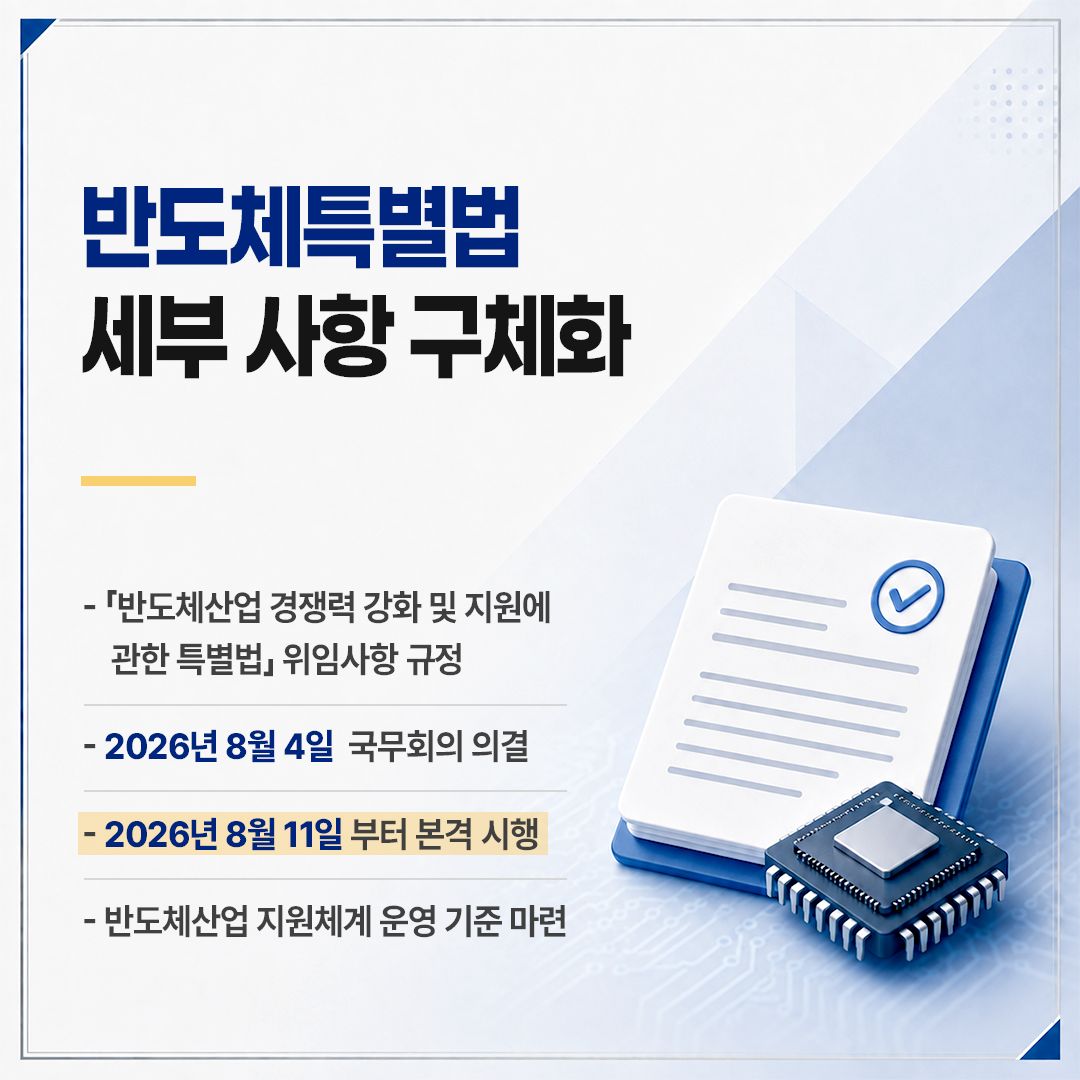 「반도체산업 경쟁력 강화 및 지원에 관한 특별법 시행령」 제정안 국무회의 의결 2면